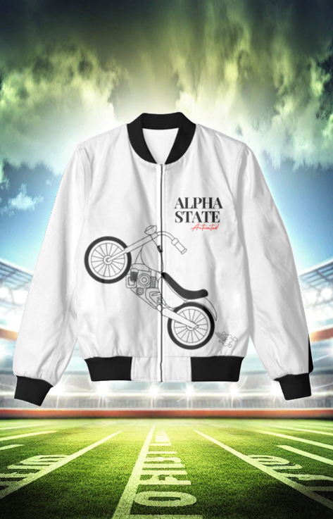 Alpha State Activated - Unisex All-Over Print Bomber Jacket (Black Accents)